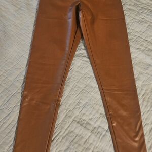 Mahogany brown faux leather leggings, XS